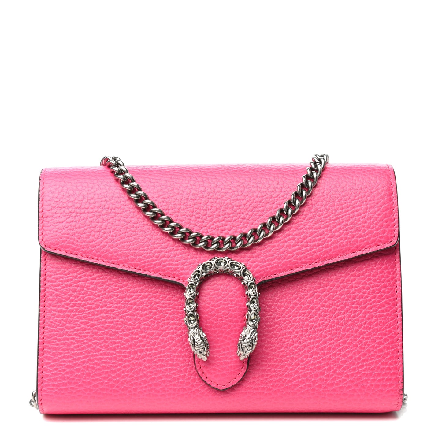 Dollar Calfskin Crystal Mini Dionysus Chain Wallet Box Pink