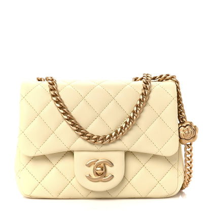Chanel Lambskin Quilted Mini Sweet Camellia Flap Light Yellow 1 of 12