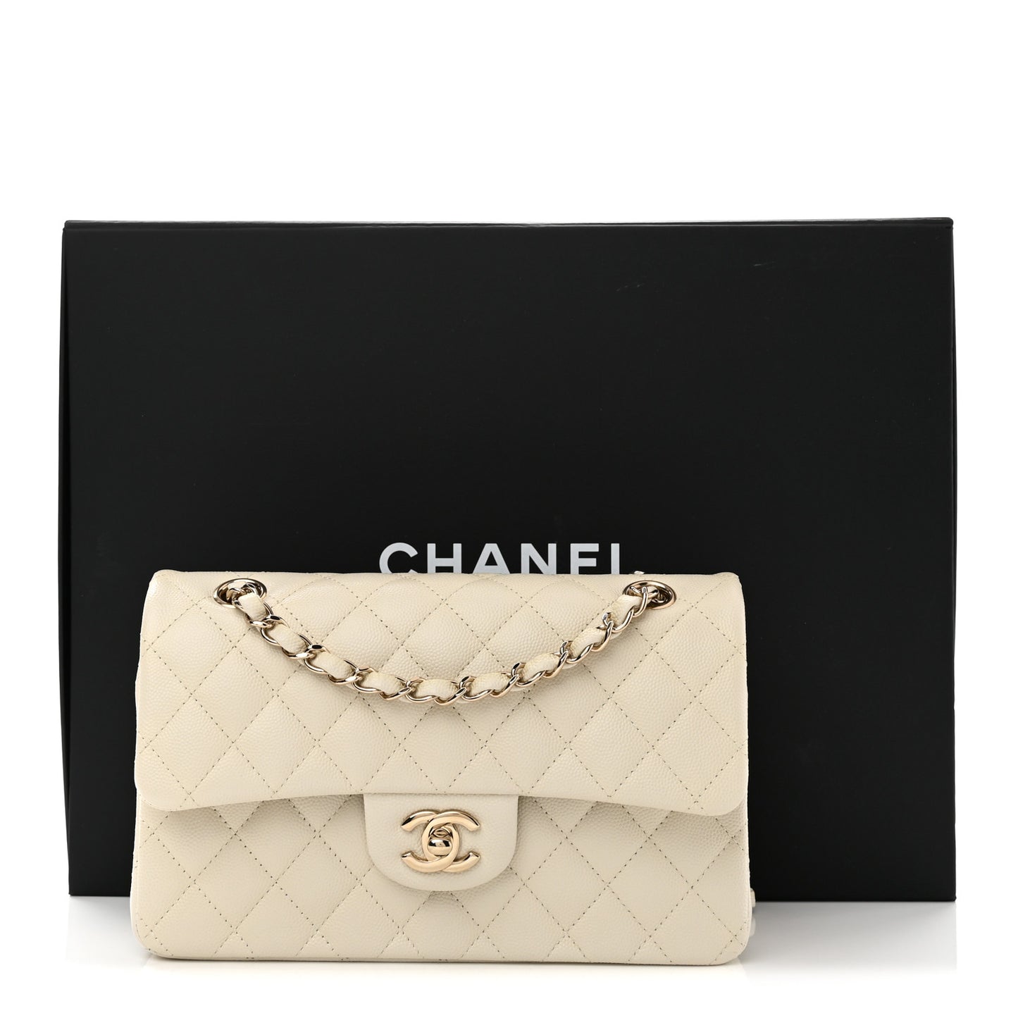 Caviar Quilted Small Double Flap White