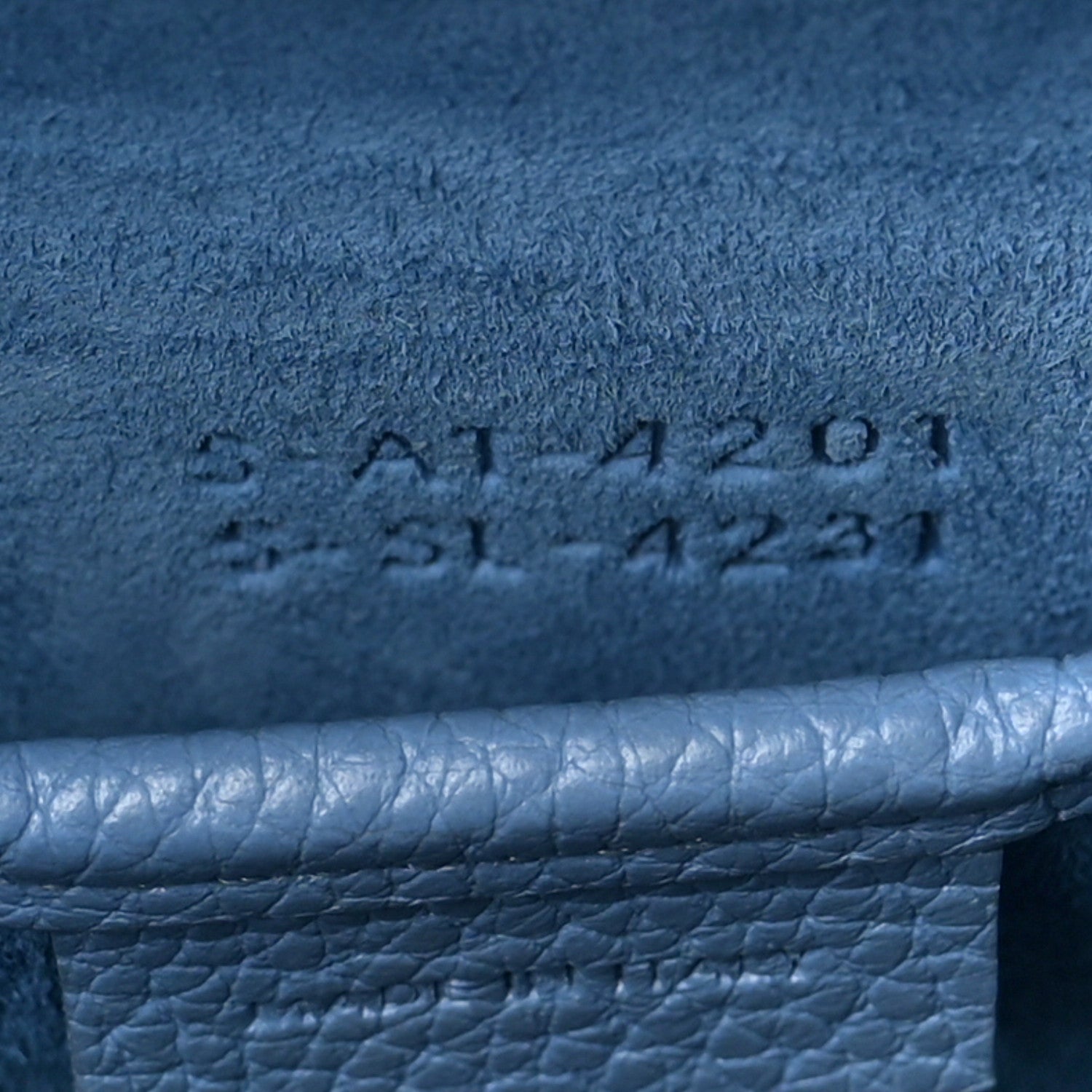 Celine Drummed Calfskin Nano Luggage Azure 7 of 9