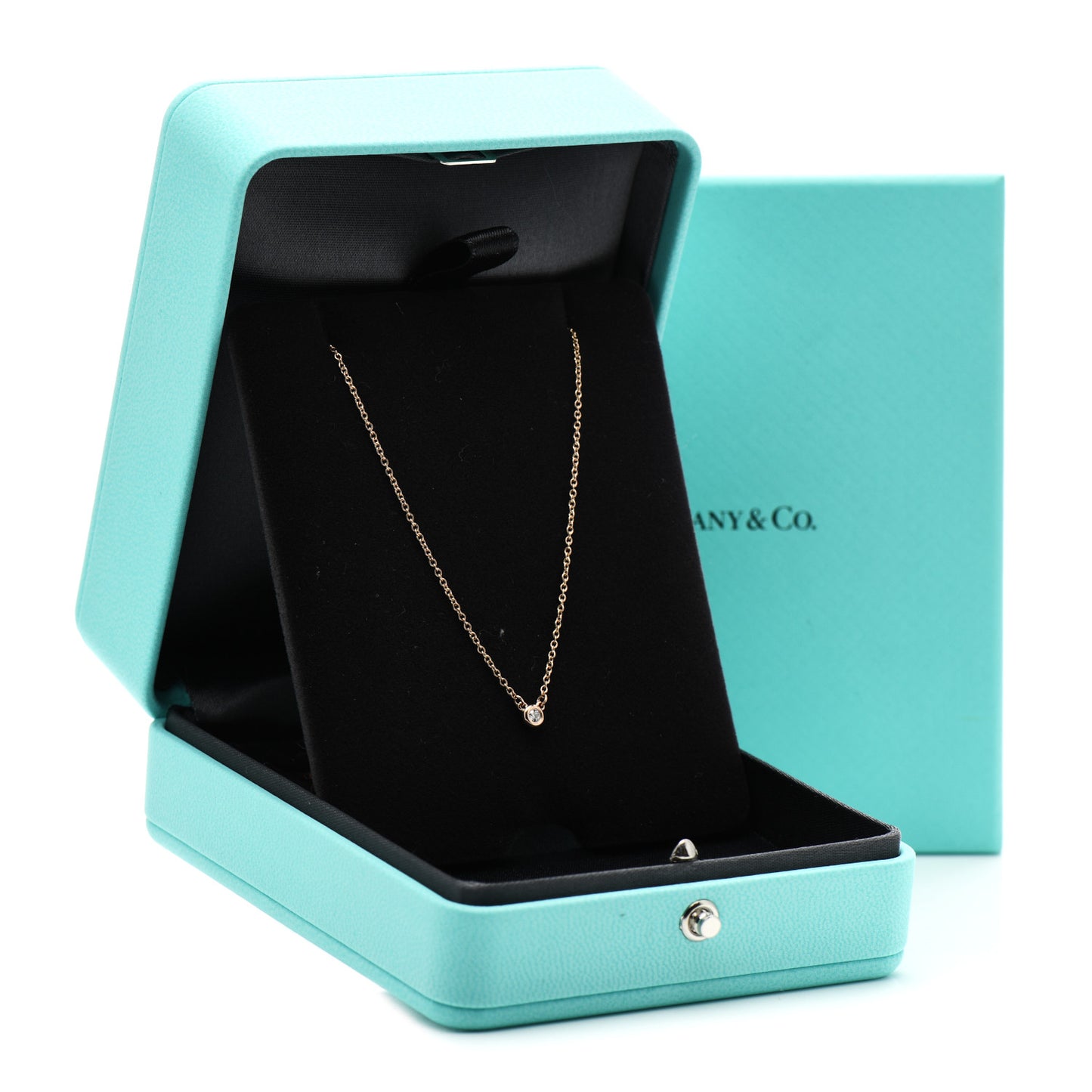 18K Rose Gold Diamond .03ct Elsa Peretti Diamonds by the Yard Pendant Necklace