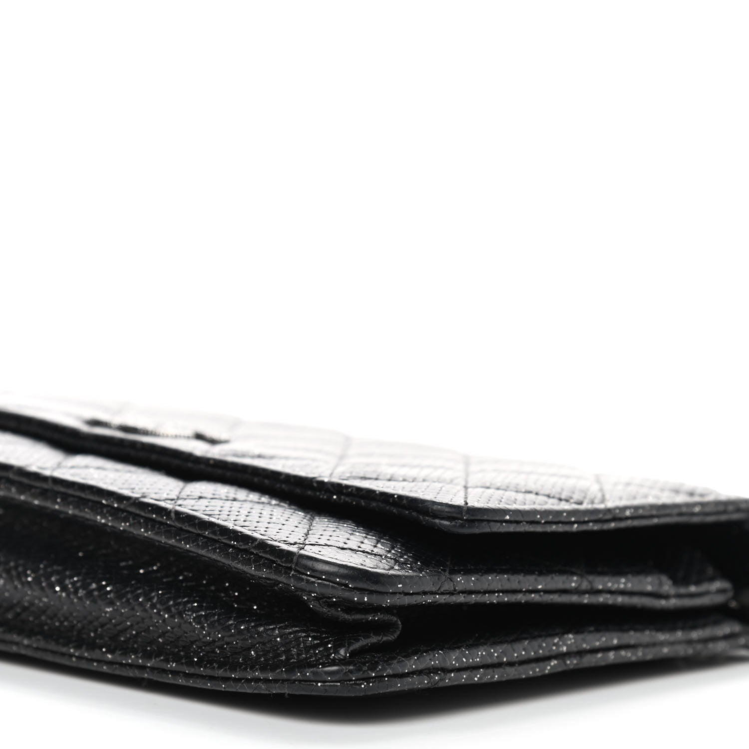 Chanel Glitter Calfskin Quilted Wallet on Chain WOC Black Silver 10 of 10