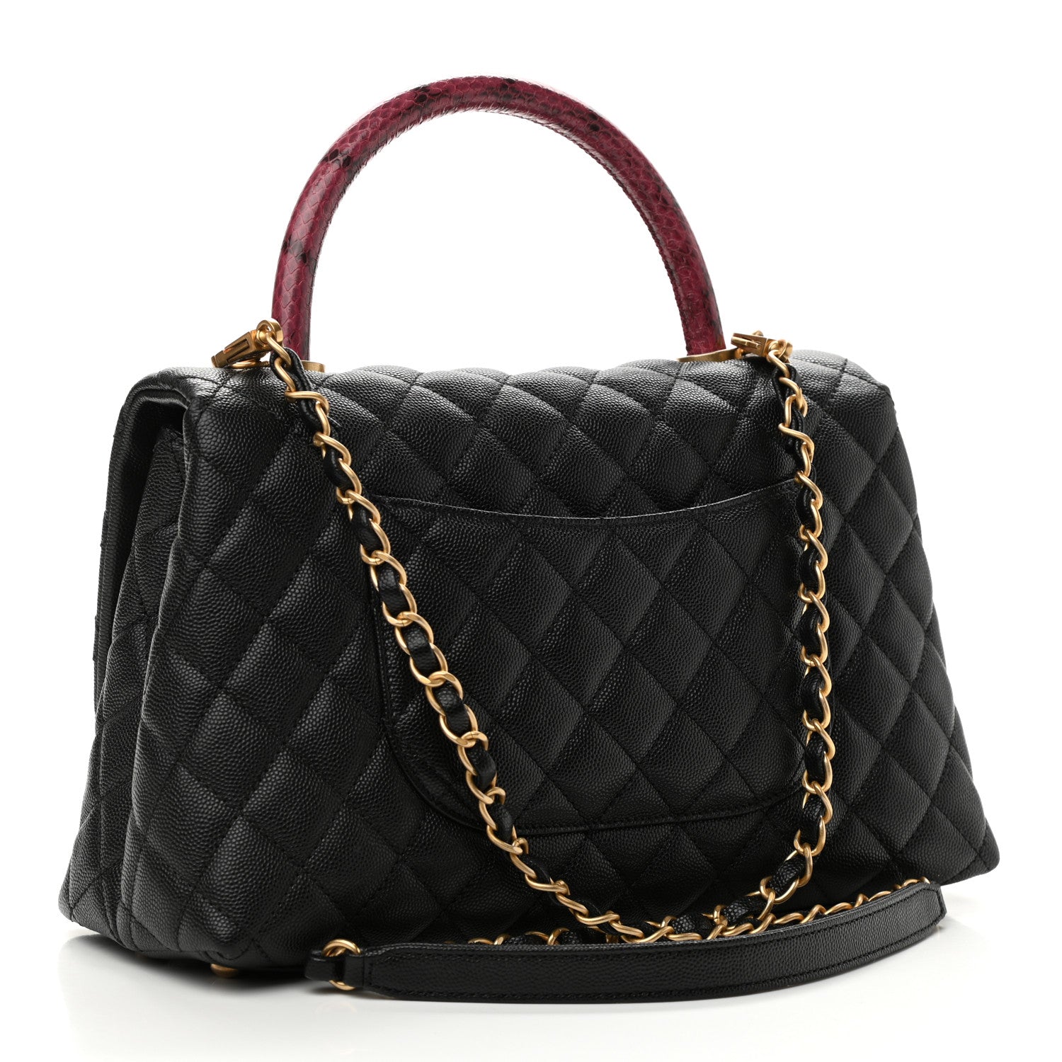Chanel Caviar Elaphe Quilted Small Coco Handle Flap Black 3 of 10