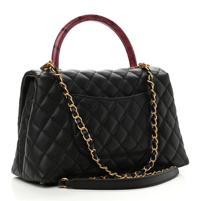 Chanel Caviar Elaphe Quilted Small Coco Handle Flap Black 3 of 10