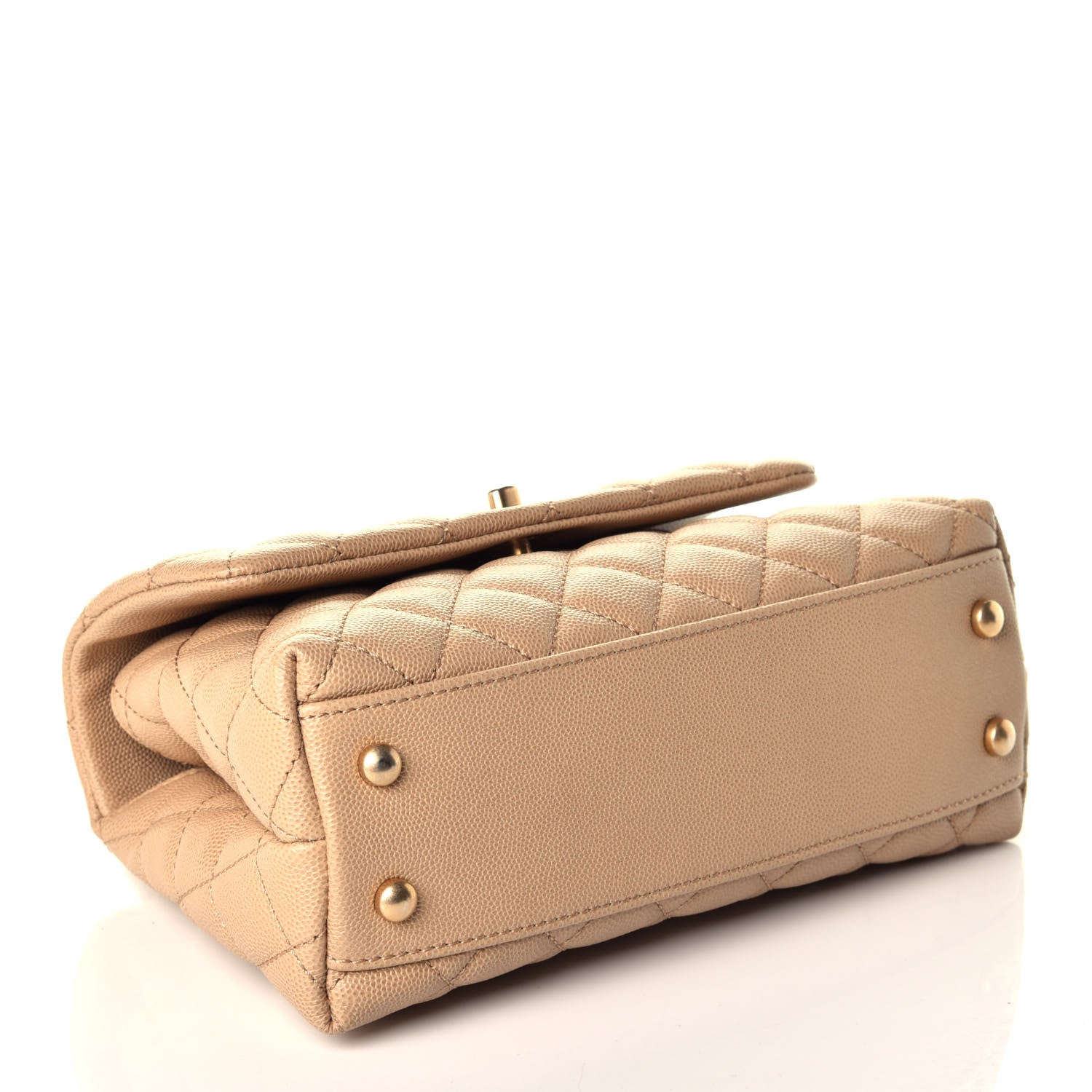 Chanel Caviar Lizard Embossed Quilted Mini Coco Handle Flap Beige 5 of 10