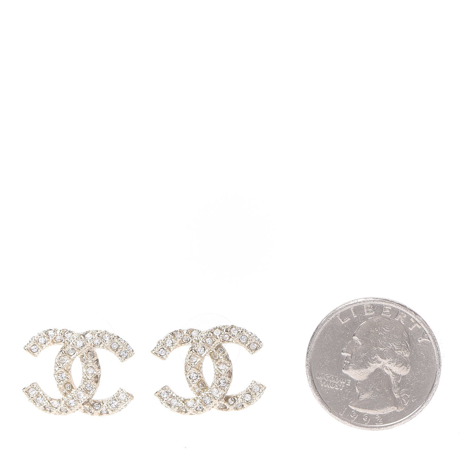 Chanel Crystal CC Earrings Gold 2 of 5