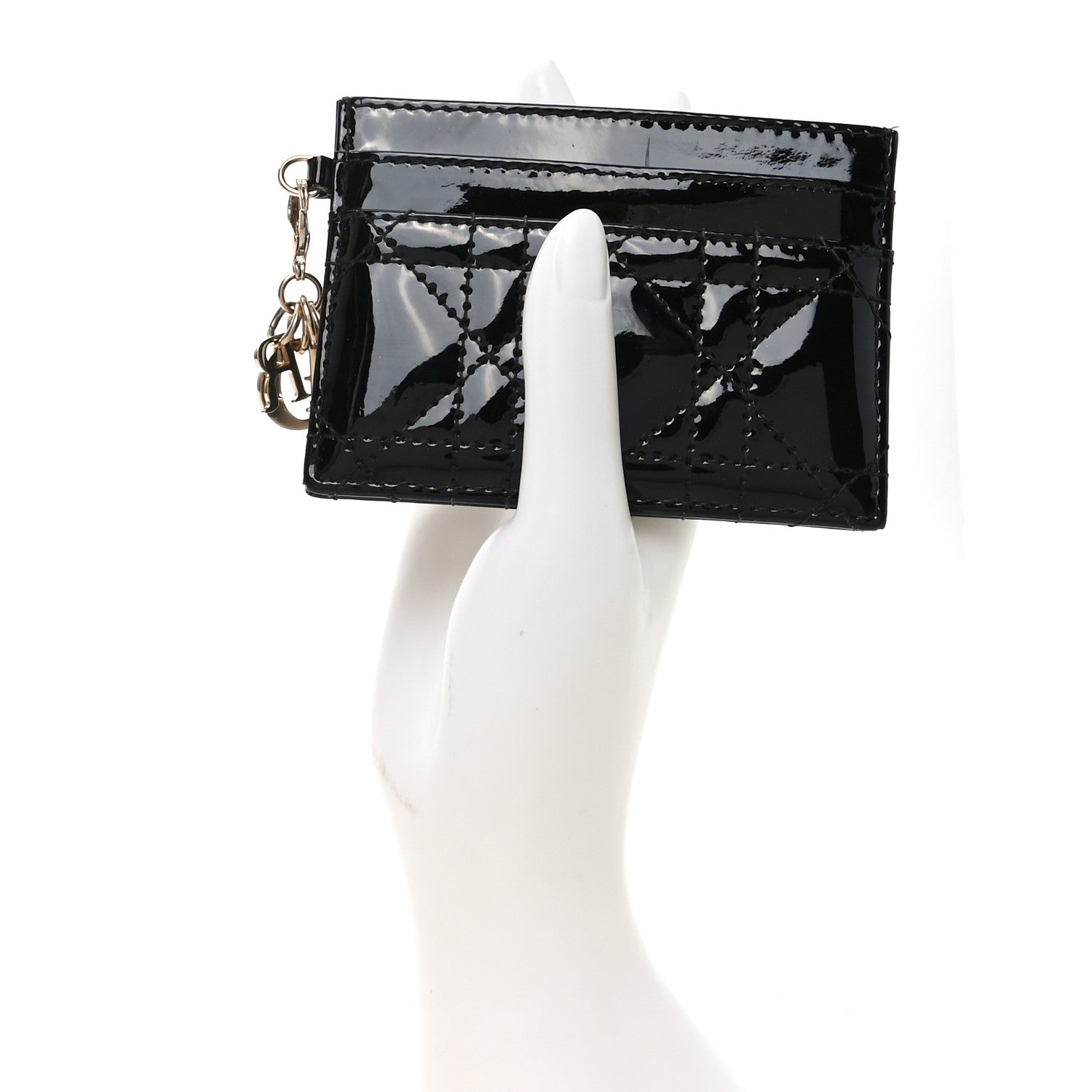 Christian Dior Patent Cannage Lady Dior Card Holder Black 2 of 7