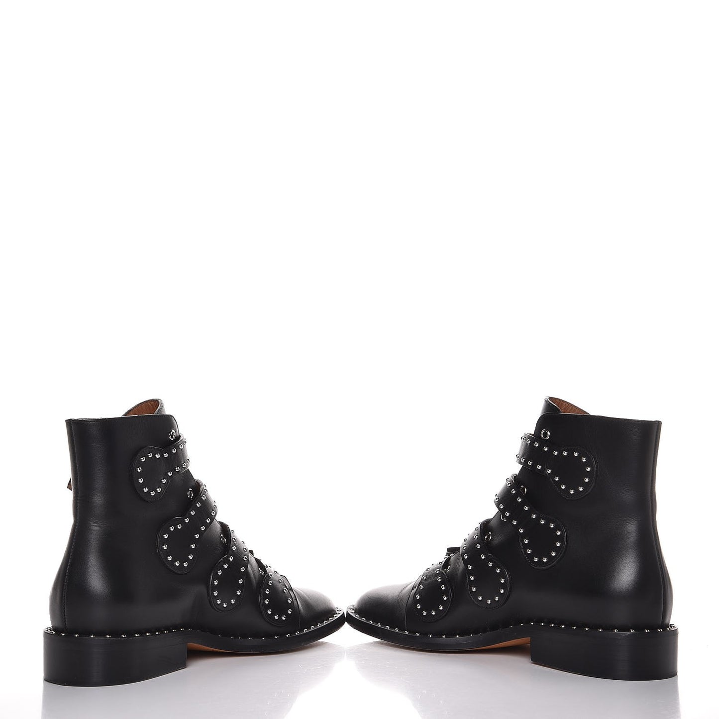 Calfskin Studded Prue Buckle Bootie 35.5 Black