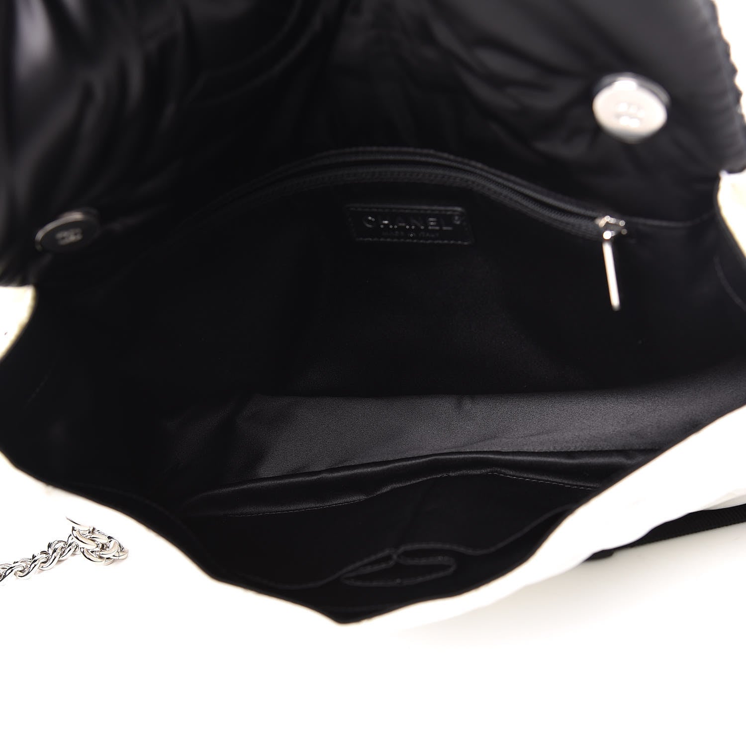 Chanel Tweed Nylon Quilted Astronaut Essentials Flap Black White 5 of 20