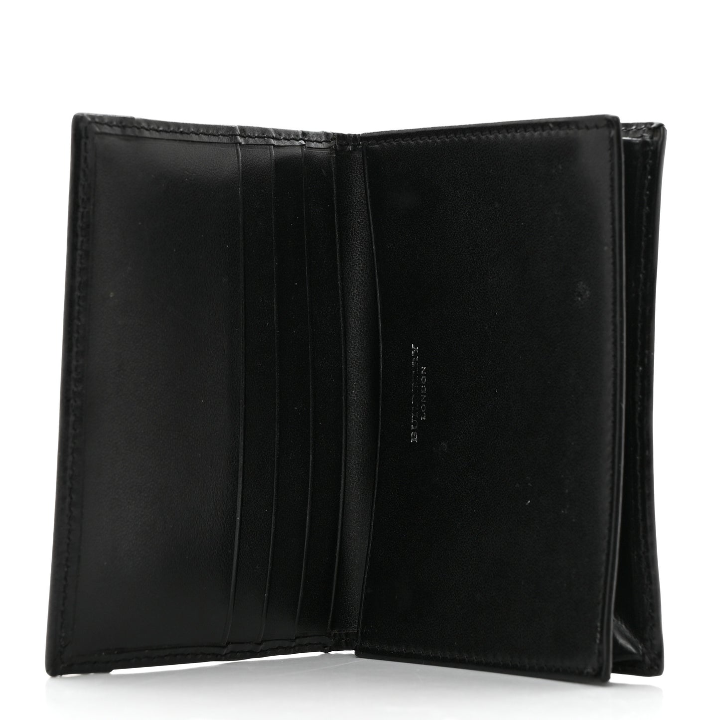 Calfskin House Check Card Case Black