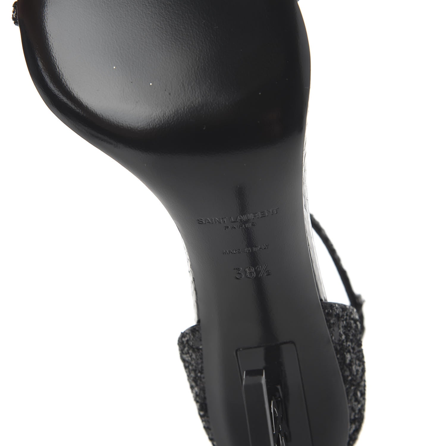 Saint Laurent Glitter Opyum 85 Sandals 38.5 Black 6 of 10