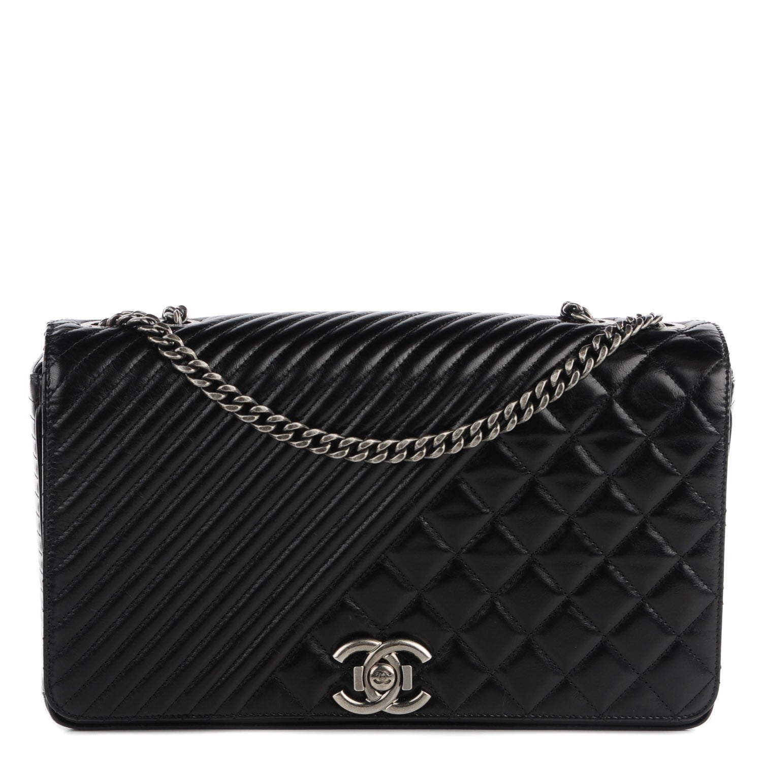 Chanel Glazed Calfskin Quilted Large Coco Boy Flap Black 1 of 9