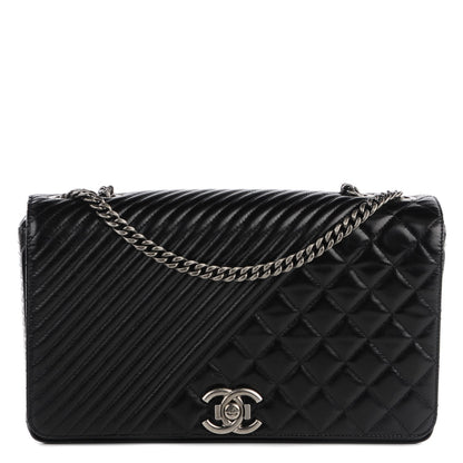 Chanel Glazed Calfskin Quilted Large Coco Boy Flap Black 1 of 9