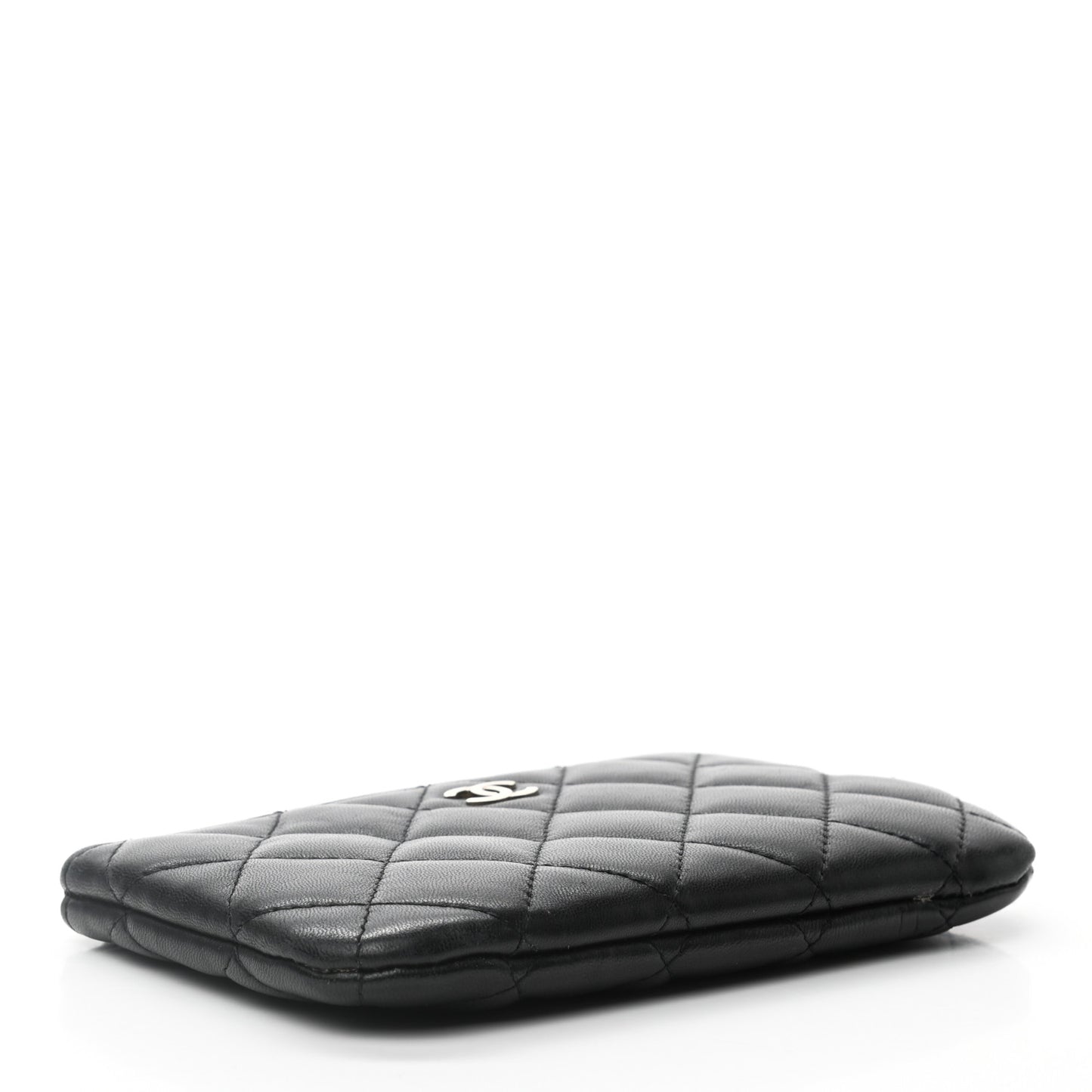 Lambskin Quilted Small Cosmetic Case Black