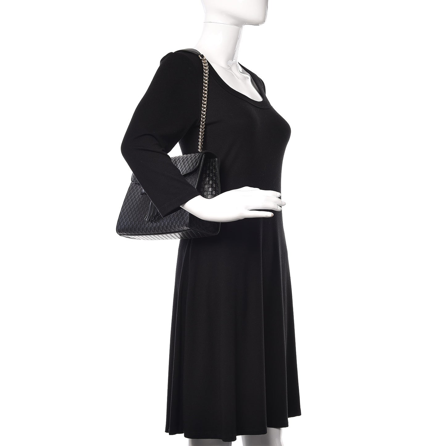Microguccissima Medium Emily Chain Shoulder Bag Black
