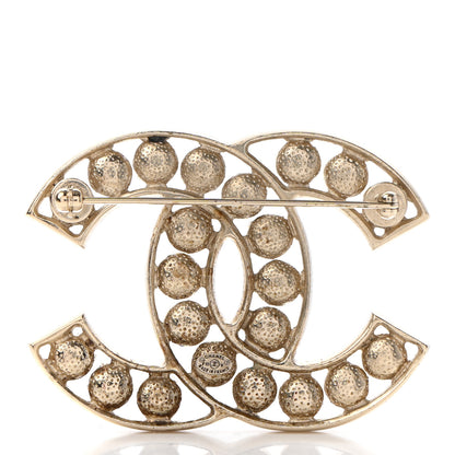 Chanel Pearl Crystal CC Brooch Gold Pearly White 3 of 5