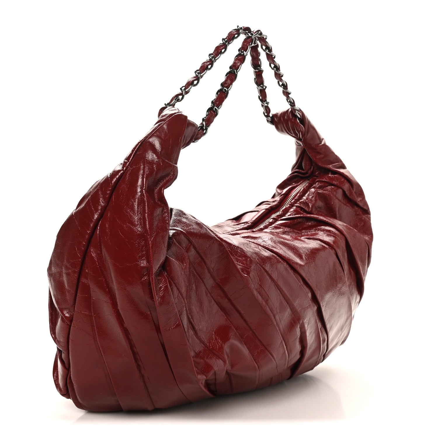 Chanel Glazed Calfskin Twisted Hobo Red 2 of 9