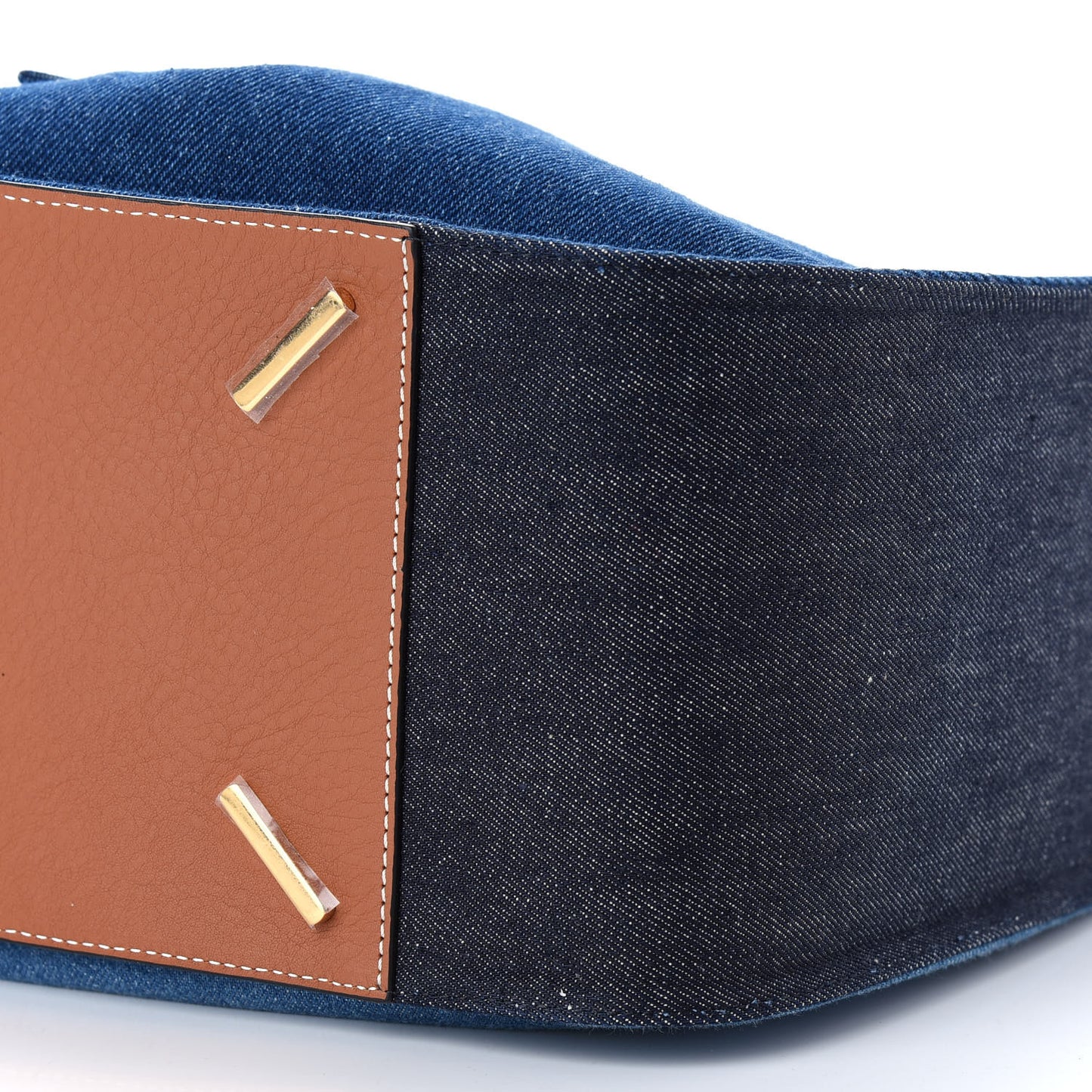 Calfskin Denim Small Hammock Shoulder Bag Blue Tan