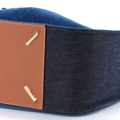 Loewe Calfskin Denim Small Hammock Shoulder Bag Blue Tan 7 of 8