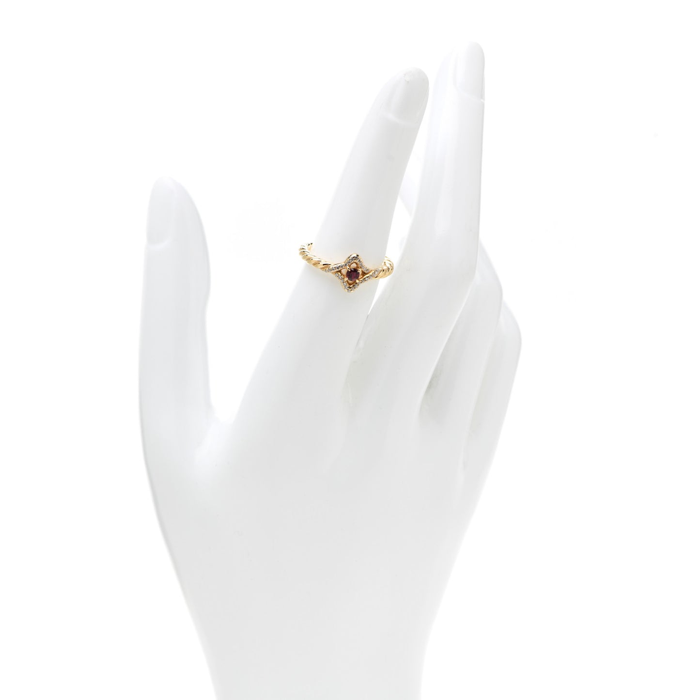 18K Yellow Gold Diamond Ruby 5mm Venetian Quatrefoil Ring 52 6