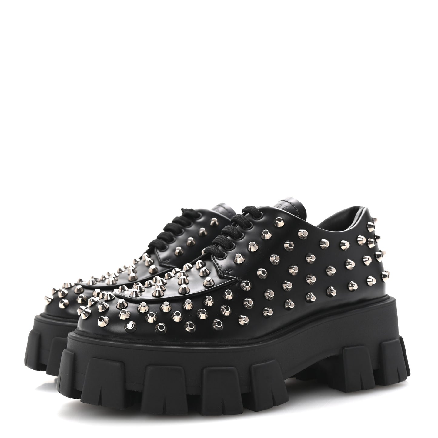 Spazzolato Rois Studded Lace Up Monolith 55mm Derby Loafers 36 Black