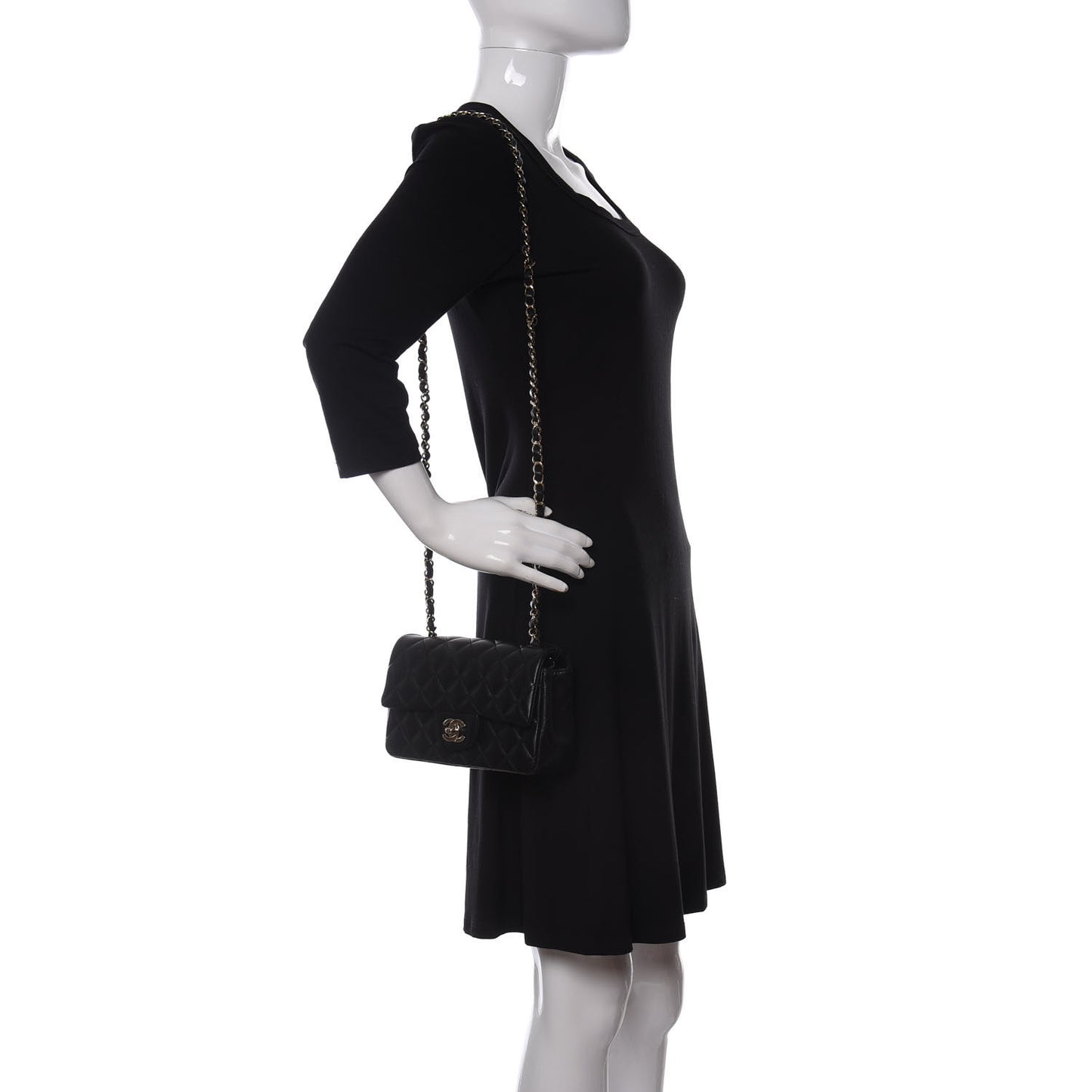 Lambskin Quilted Mini Rectangular Flap Black