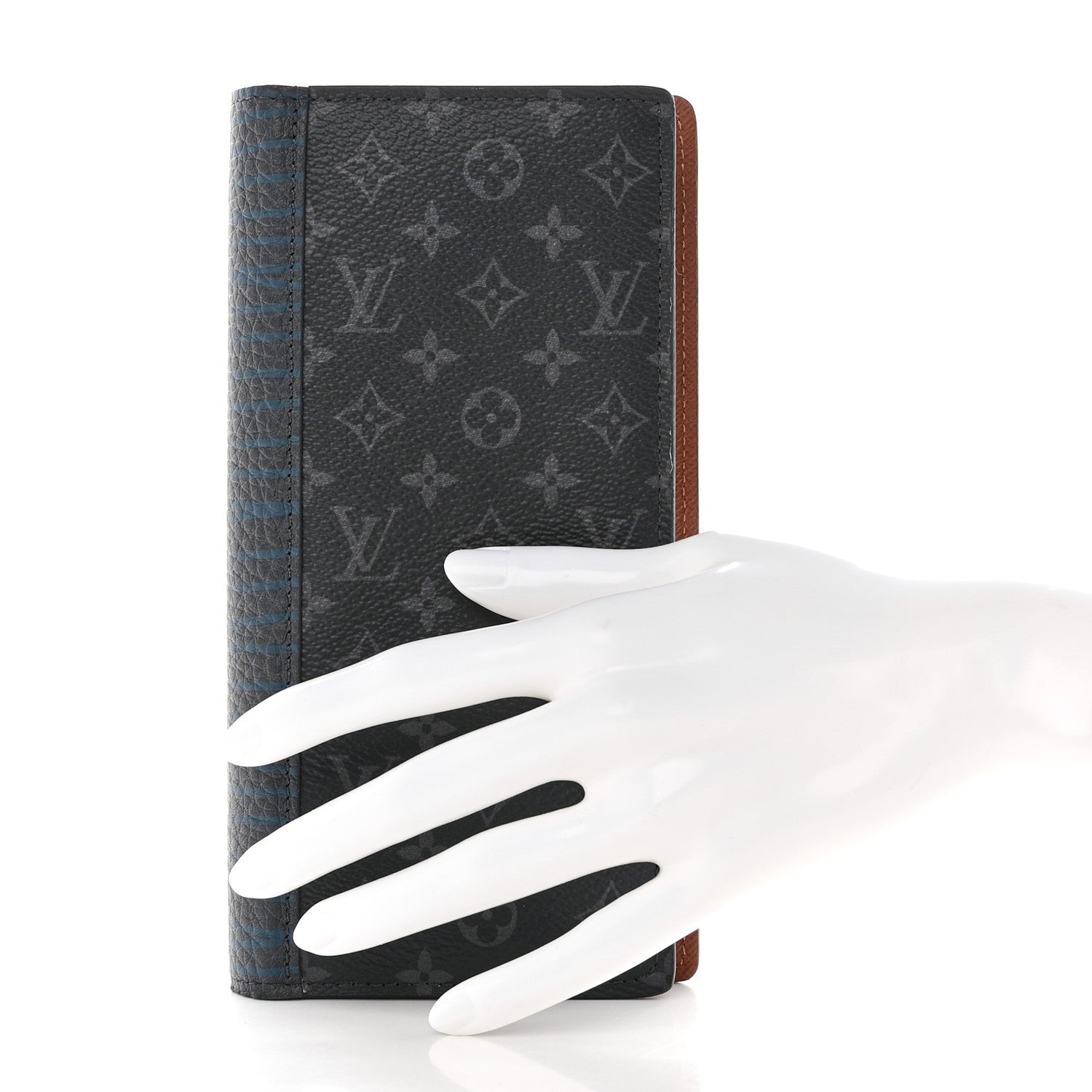 Louis Vuitton Monogram Eclipse Patchwork Portefeuille Brazza Wallet Navy 2 of 8