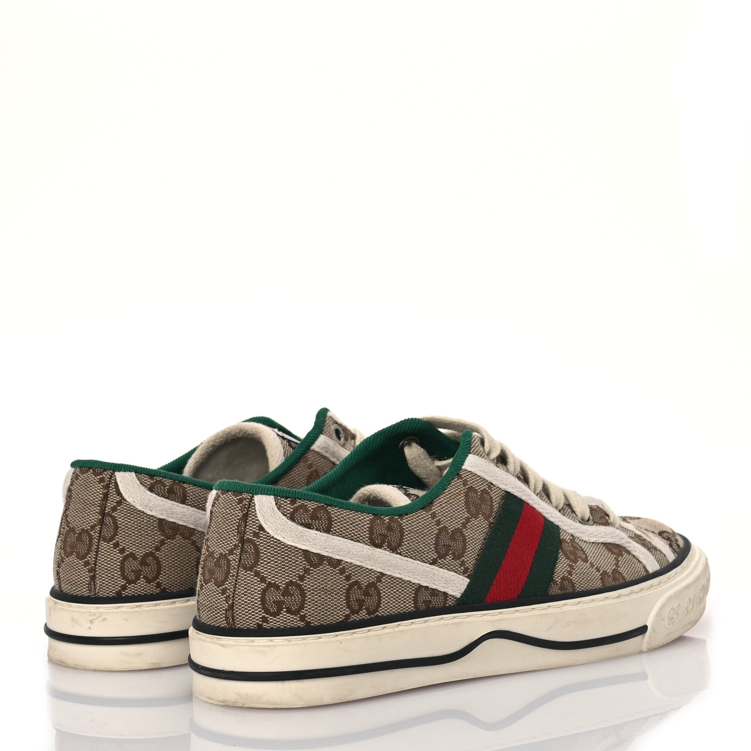 Gucci GG Monogram Web Womens 1977 Tennis Sneakers 36.5 Beige Ebony Mystic White 4 of 12