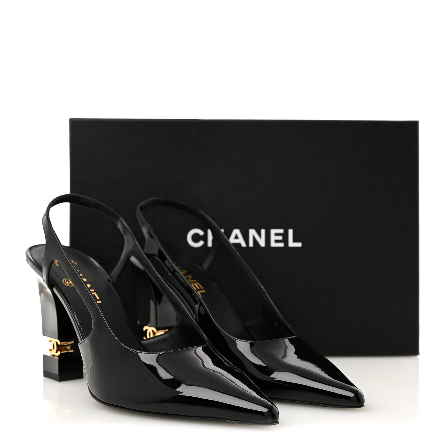 Chanel Patent Calfskin Slingback CC Cutout Pumps 40 Black 10 of 10