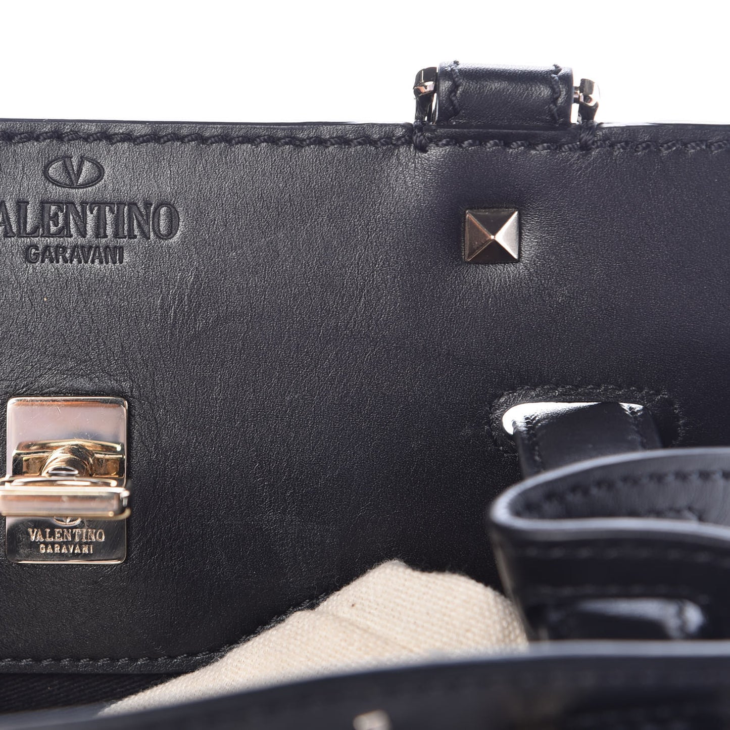 Calfskin Studded Small Joylock Satchel Black