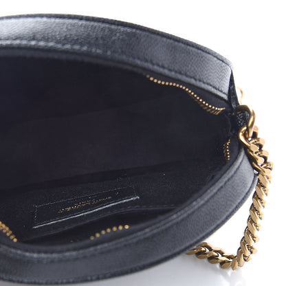 Saint Laurent Grain De Poudre Matelasse Chevron Quilted Round Vinyle Camera Bag Black 5 of 8