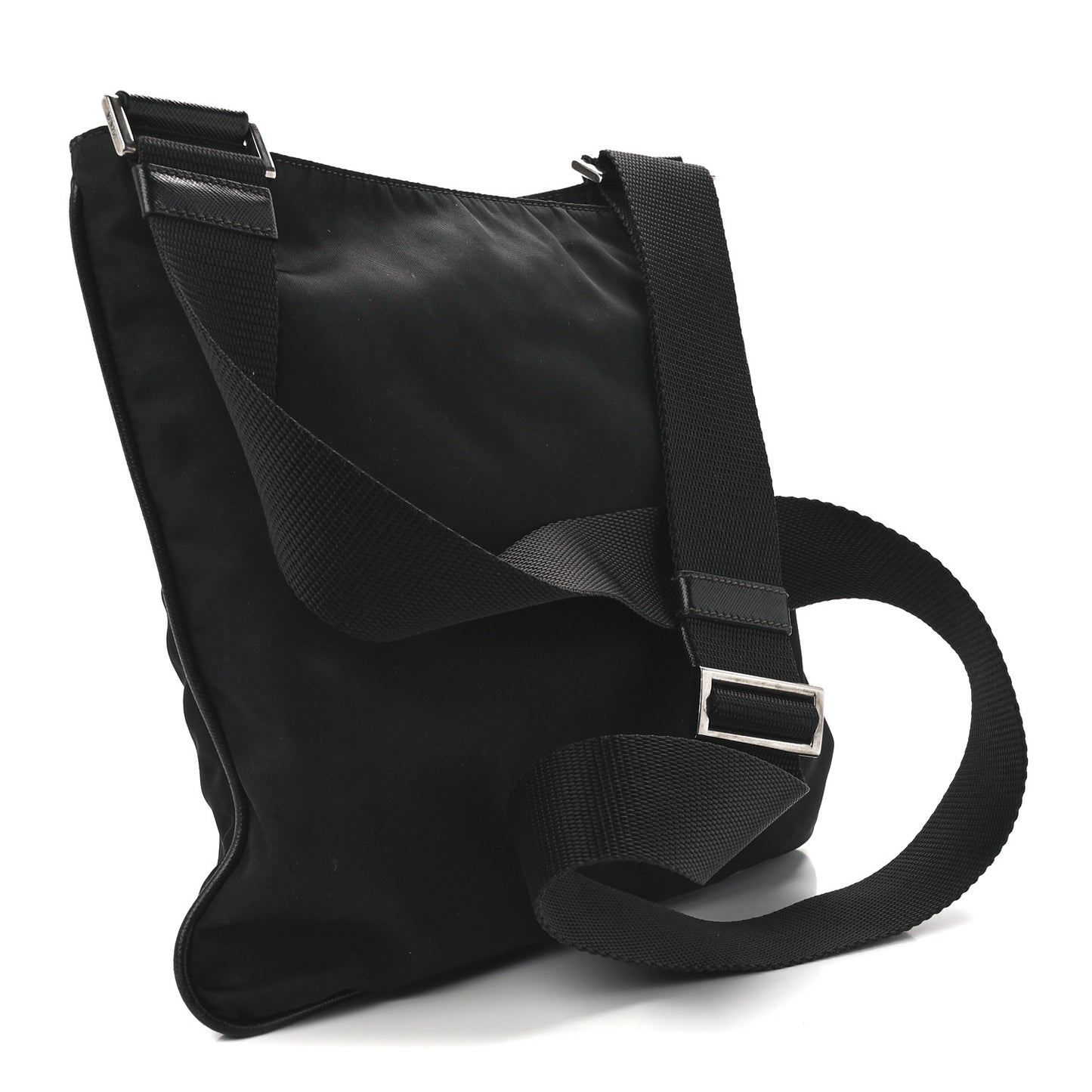 Tessuto Nylon Flat Messenger Bag Black
