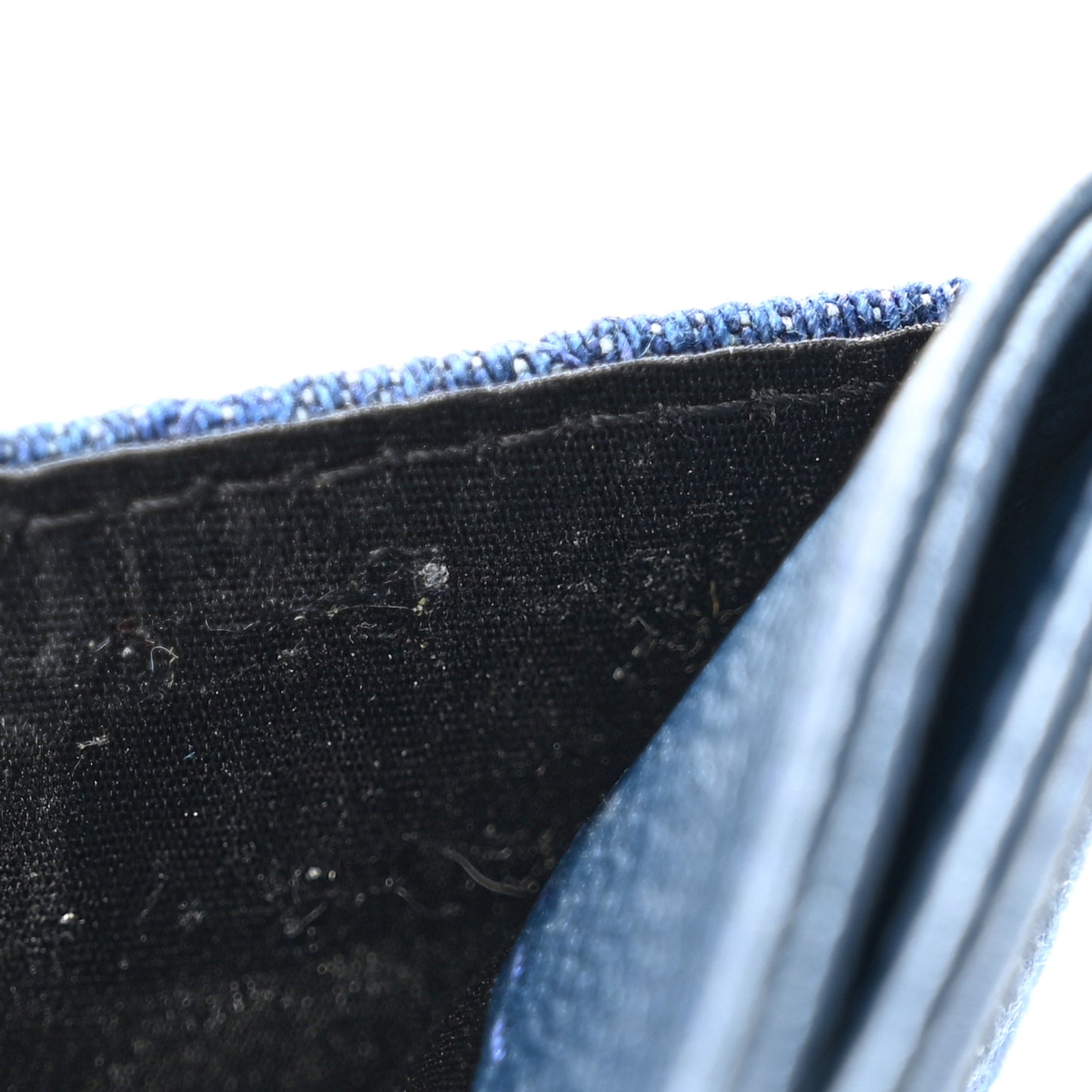 Denim Goatskin Quilted Card Holder Blue