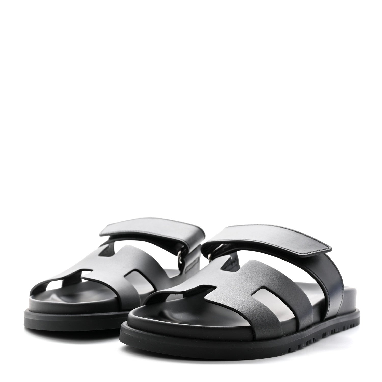 Hermes Calfskin Womens Chypre Sandals 36.5 Black 3 of 10