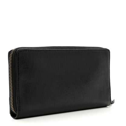 Balenciaga Agneau Classic Hardware Continental Zip Around Wallet Black 3 of 9