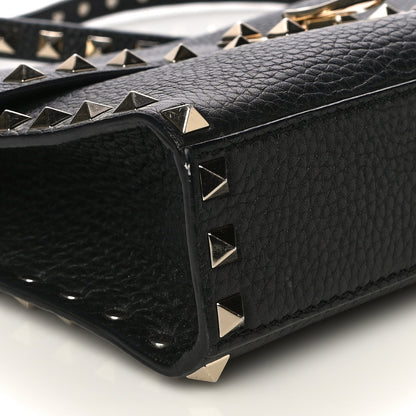 Valentino Garavani Pebbled Calfskin Medium Rockstud Flip Lock Crossbody Bag Black 8 of 17