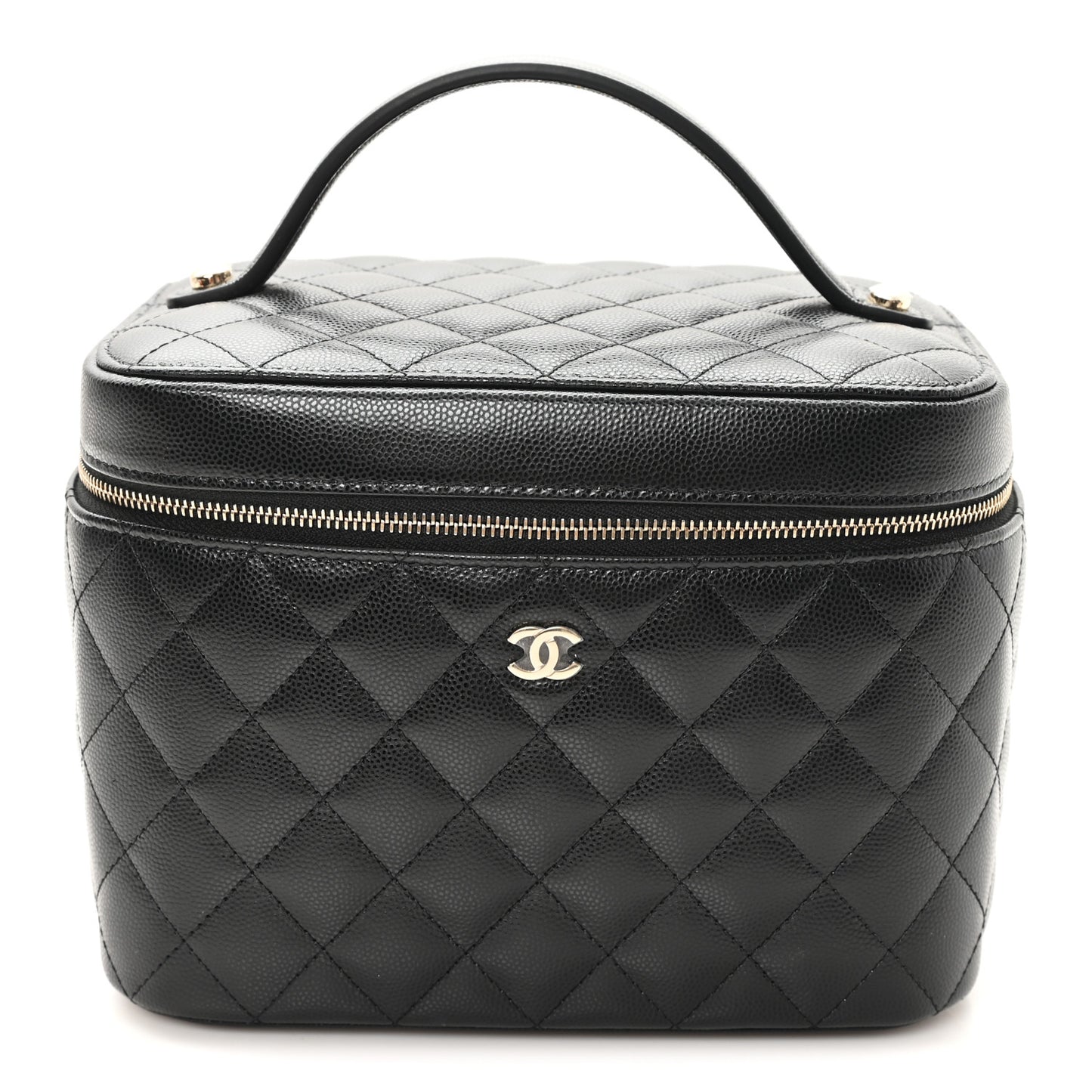 Caviar Quilted Large Vanity Pouch Black