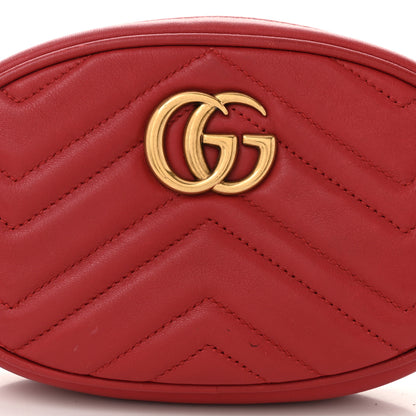 Gucci Calfskin Matelasse GG Marmont Belt Bag 85 34 Hibiscus Red 8 of 12