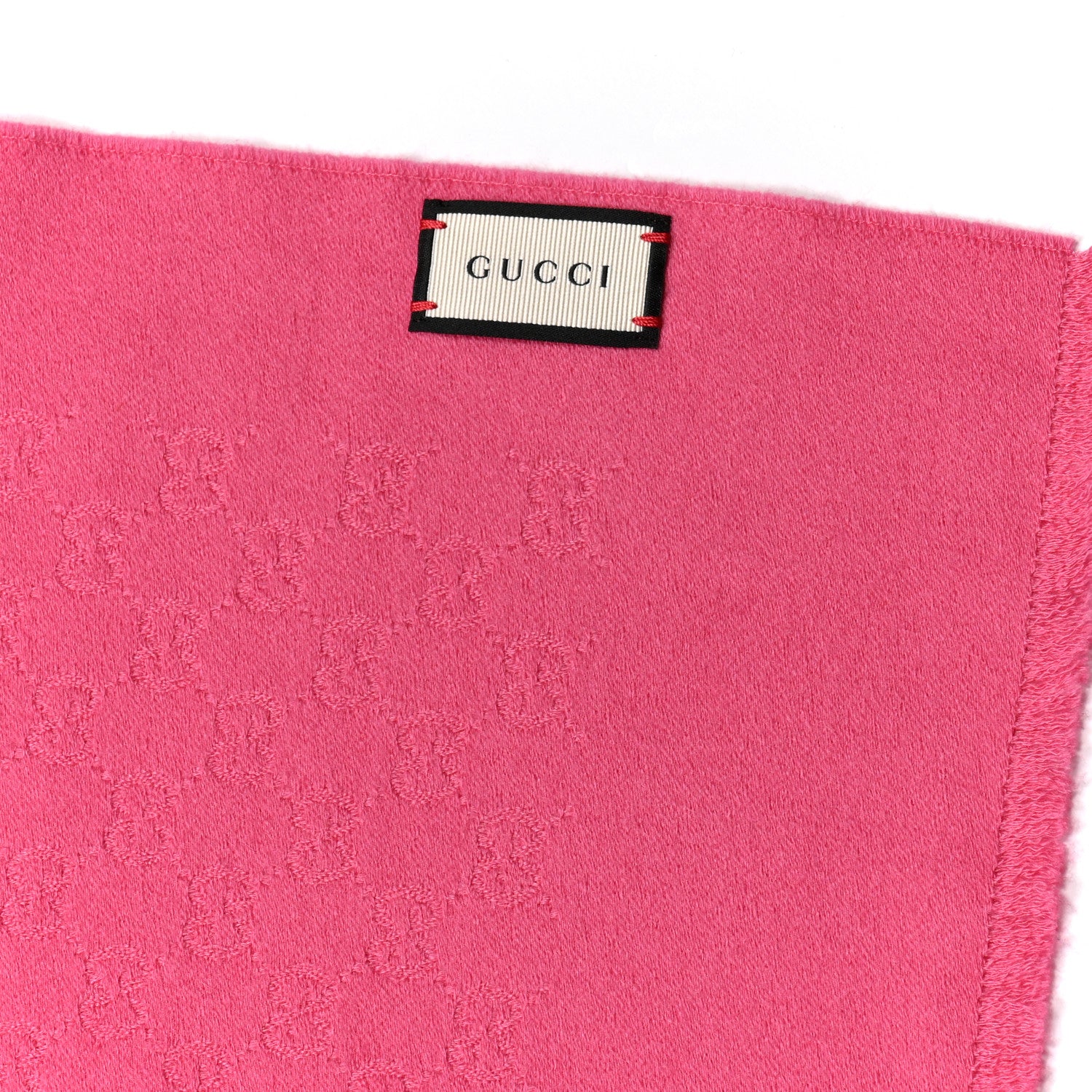 Gucci Cashmere GG Monogram Gem Lux Scarf Fuxia 3 of 4