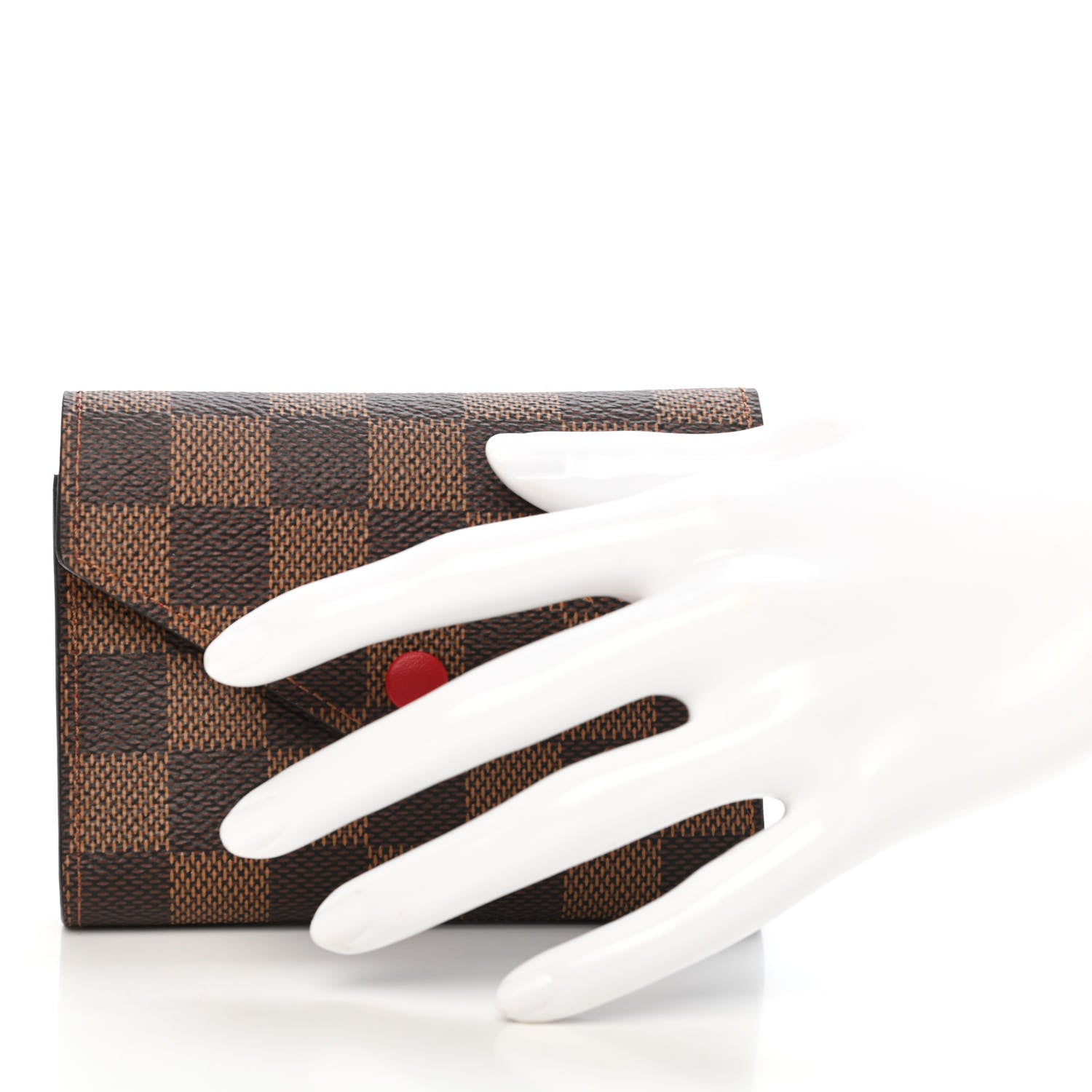 Louis Vuitton Damier Ebene Victorine Wallet Red 2 of 8
