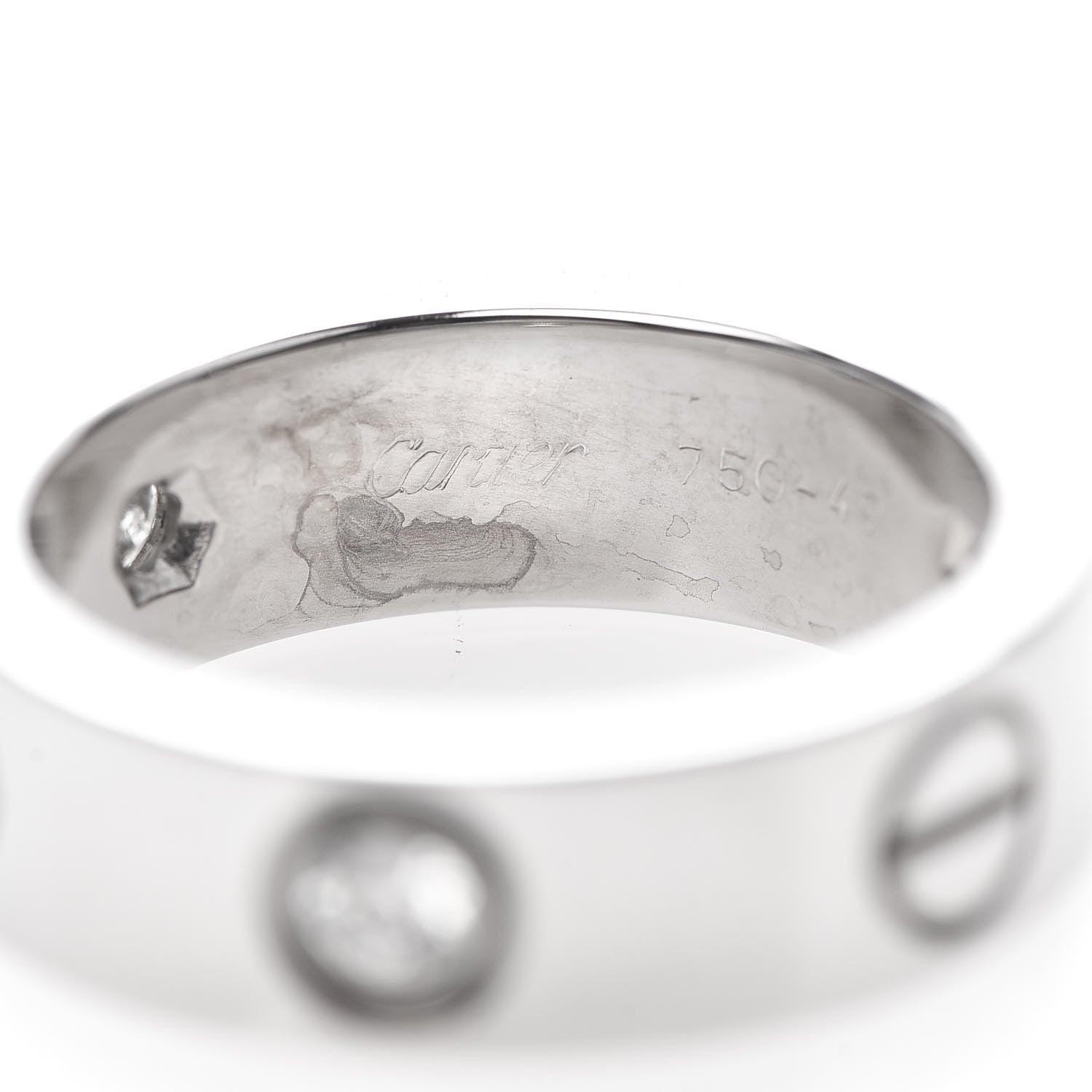 Cartier 18K White Gold 3 Diamond 5.5mm LOVE Ring 49 4.75 4 of 5