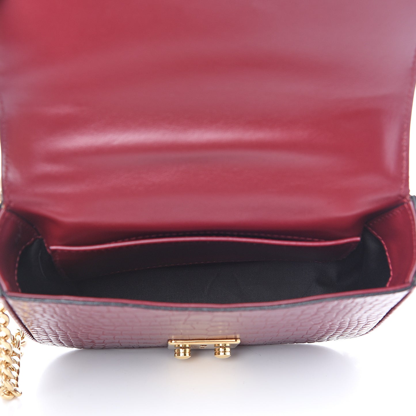 Crocodile Print Calfskin Top Handle Bag Rubino