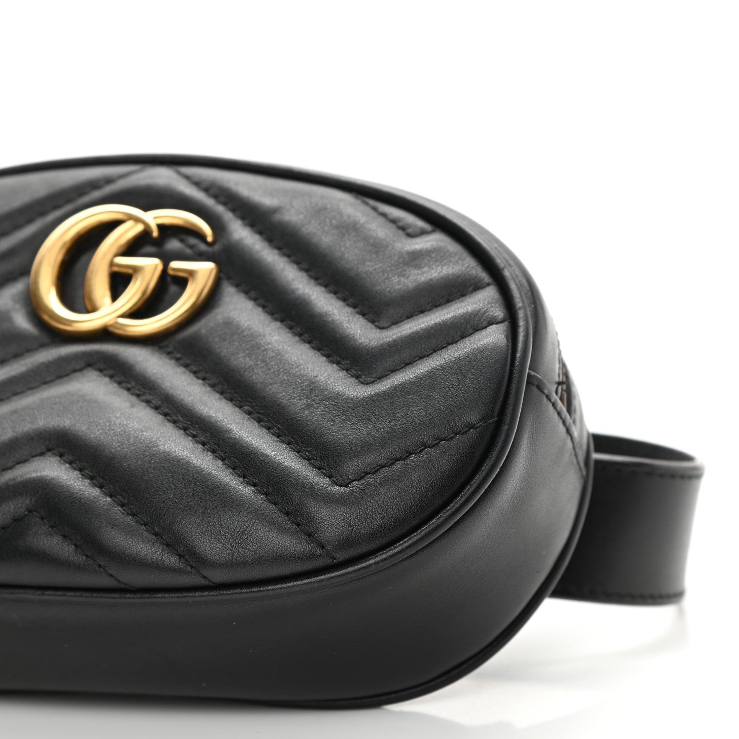 Gucci Calfskin Matelasse GG Marmont Belt Bag 75 30 Black 7 of 7