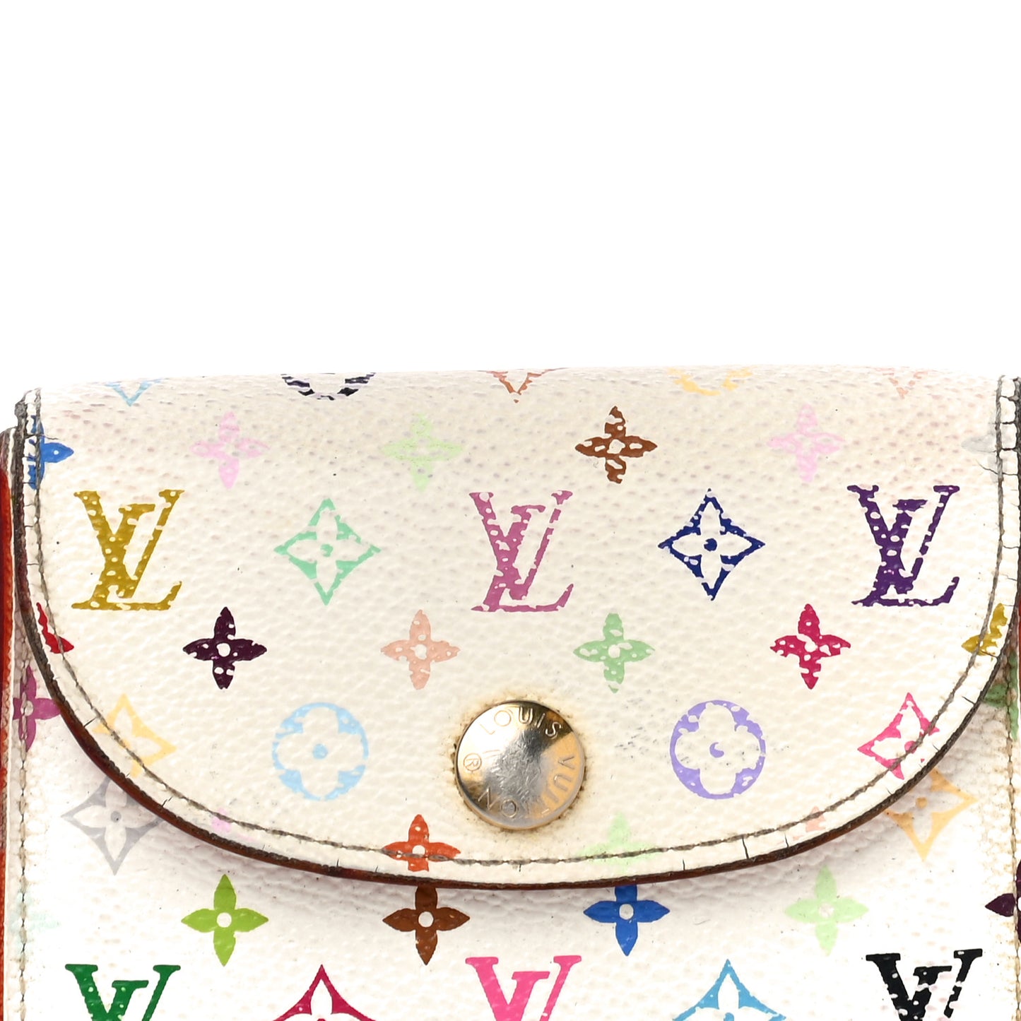 Monogram Multicolor Business Card Holder White Litchi