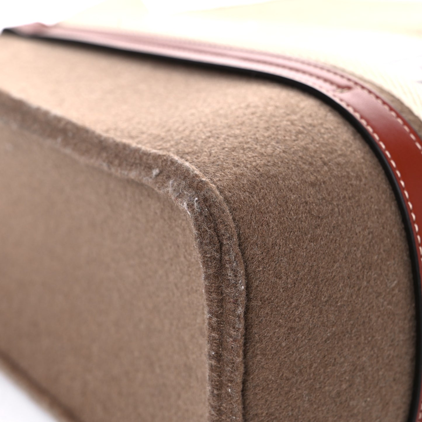 Felt Shiny Calfskin Medium Woody Ribbon Tote Light Brown