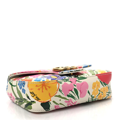 Gucci X KEN SCOTT Calfskin Matelasse Floral Print Super Mini GG Marmont Shoulder Bag Ivory Pink 4 of 8