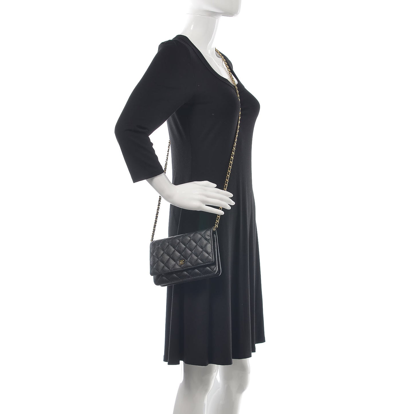 Caviar Quilted Wallet On Chain WOC Black