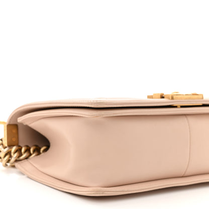 Chanel Caviar Suede Calfskin Chevron Medium Boy Flap Beige 9 of 13