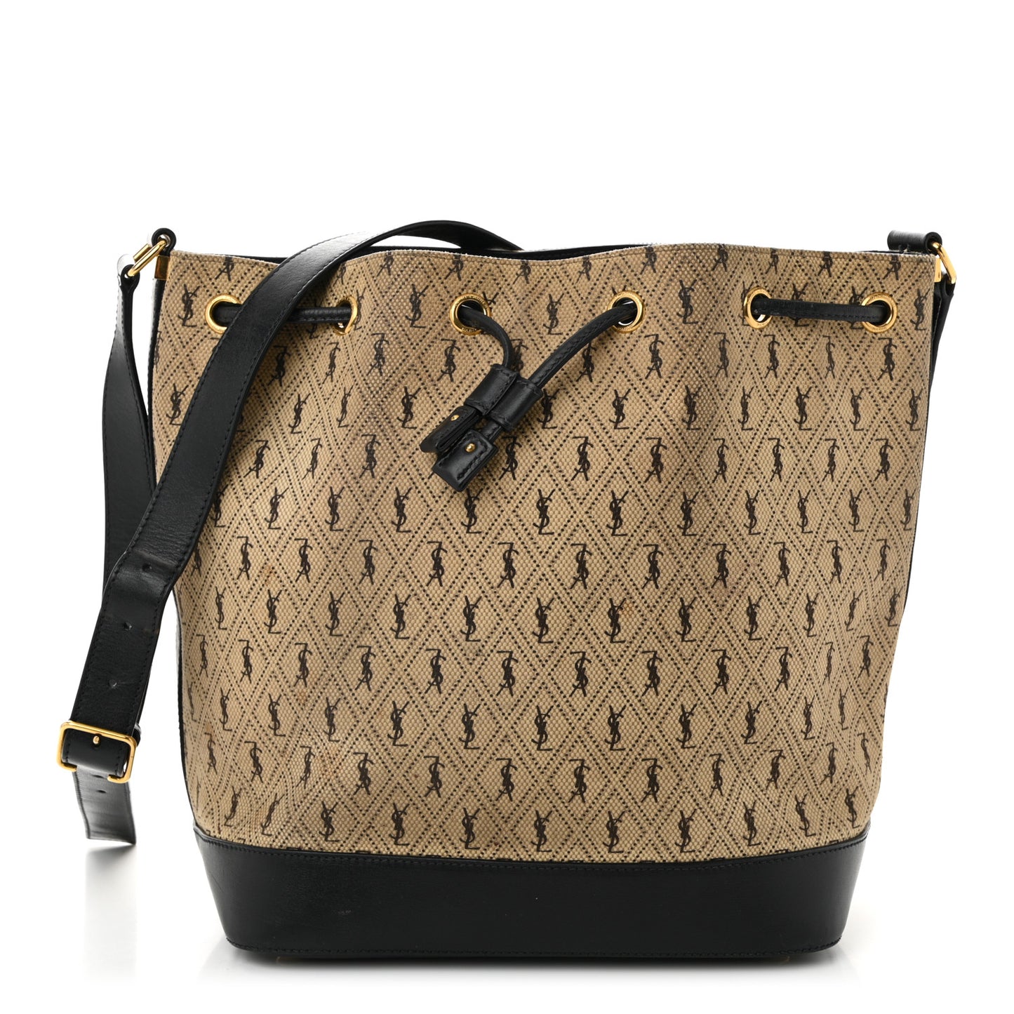 Canvas All-Over Monogram Bucket Bag Black