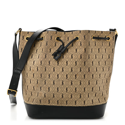 Saint Laurent Canvas All-Over Monogram Bucket Bag Black 1 of 11
